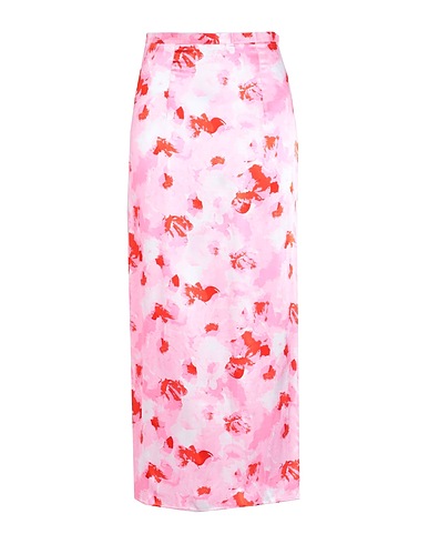 TOPSHOP Μακριά φούστα Topshop clean waist side split satin midi skirt  Ροζ 100% Βισκόζη