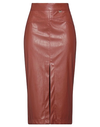 ANNA MOLINARI Midi skirt Chocolate brown 50% Polyester, 50% Polyurethane