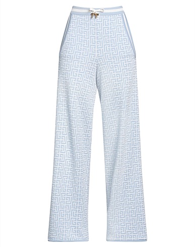BALMAIN Casual trouser Sky blue 55% Merino Wool, 40% Linen, 5% Polyamide
