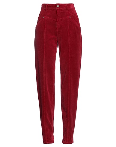 TWINSET Casual trouser Brick red 98% Cotton, 2% Elastane