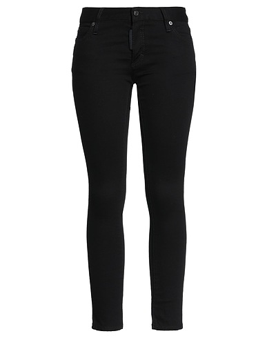 DSQUARED2 Denim pants Black 90% Cotton, 8% Elastomultiester, 2% Elastane, Bovine leather, Other Fibres