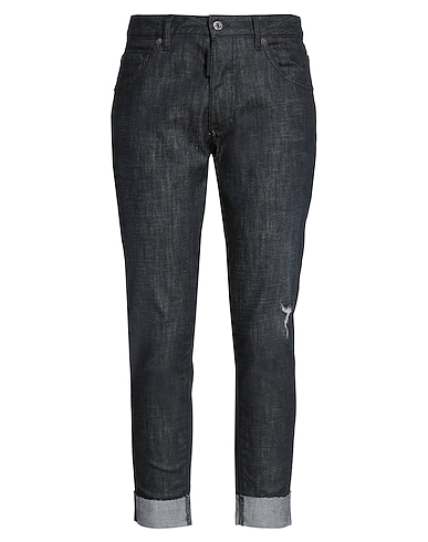 DSQUARED2 Denim pants NERO 98% Cotton, 2% Elastane, Cow leather