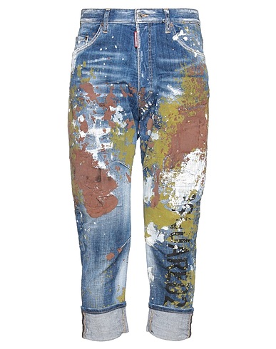 DSQUARED2 Denim pants Blue 98% Cotton, 2% Elastane, Plastic, Cow leather