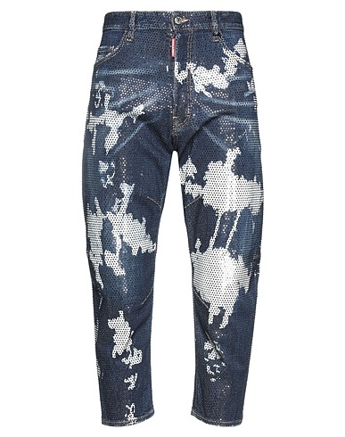 DSQUARED2 Denim trousers Blue 98% Cotton, 2% Elastane, Bovine leather, Glass
