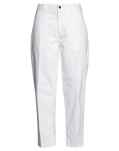 19.70 NINETEEN SEVENTY Denim trousers White 99% Cotton, 1% Elastane