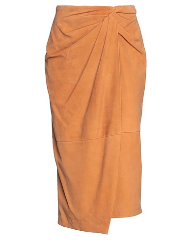PINKO Midi skirt Camel 100% Goat skin