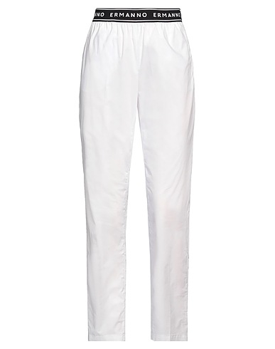 ERMANNO FIRENZE Casual trouser White 100% Cotton, Polyamide, Rubber