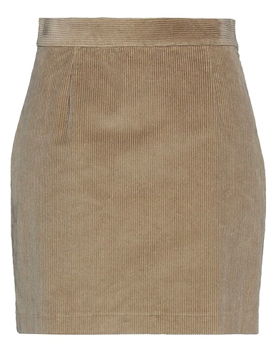 GRIFONI Mini skirt Khaki 98% Cotton, 2% Elastane
