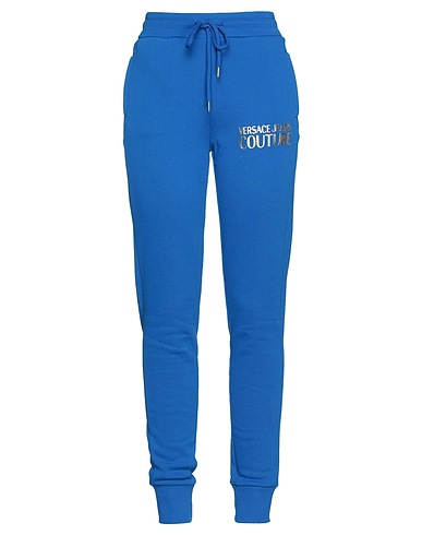 VERSACE JEANS COUTURE Casual trouser Bright blue 100% Cotton, Elastane