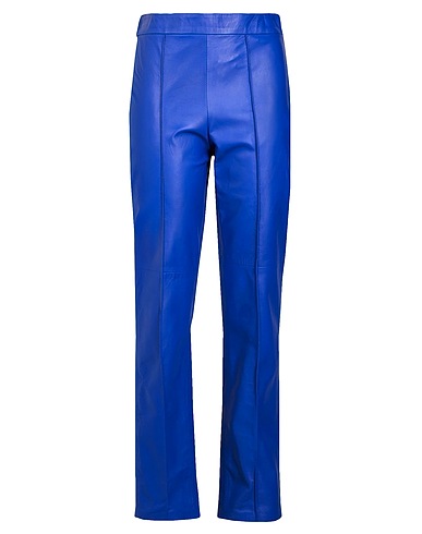 8 by YOOX Casual pants LEATHER STRAIGHT-LEG FIT PANT
 Bright blue 100% Lambskin