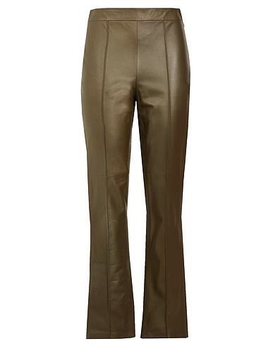 8 by YOOX Pantalone LEATHER STRAIGHT-LEG FIT PANT
 Verde militare 100% Pelle di agnello