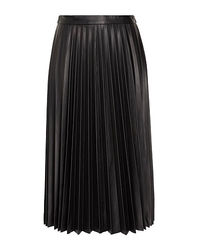 8 by YOOX Midi skirt LEATHER PLEATED MIDI SKIRT Black 100% Lambskin