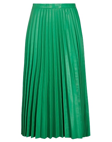 8 by YOOX ミディ丈スカート LEATHER PLEATED MIDI SKIRT グリーン 羊革（ラムスキン） 100%
