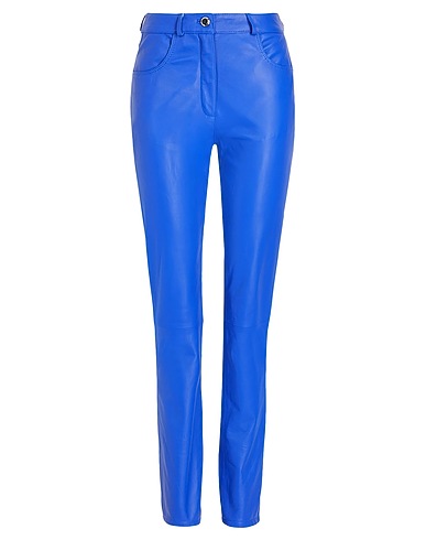 8 by YOOX Casual trouser LEATHER SKINNY FIT PANT
 Bright blue 100% Lambskin