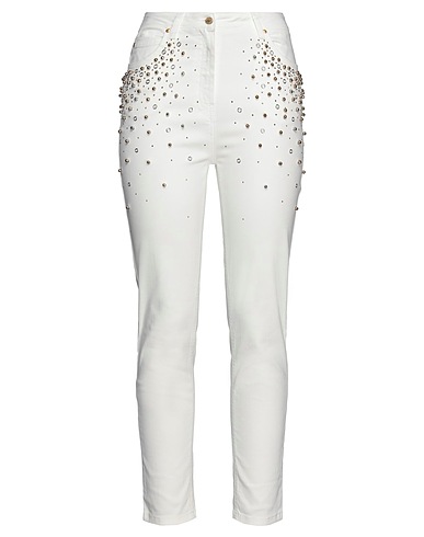 CLIPS MORE Denim trousers White 97% Cotton, 3% Elastane