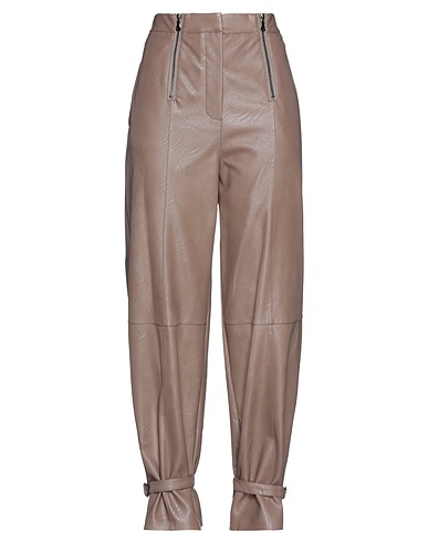 MANILA GRACE Casual trouser Light brown 100% Viscose, Polyurethane coated