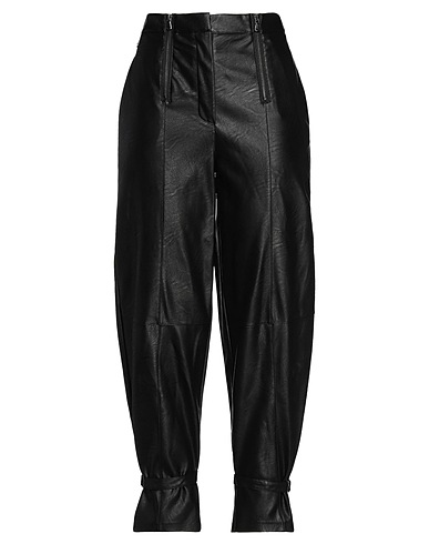 MANILA GRACE Casual pants Black 100% Viscose, Polyurethane coated