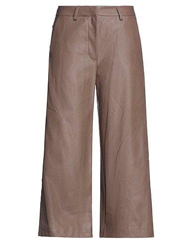 MANILA GRACE Casual pants Light brown 100% Viscose, Polyurethane coated