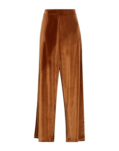 8 by YOOX Pantalone VELVET HIGH-WAIST WIDE LEG PANTS
 Nocciola 94% Poliestere, 6% Elastan