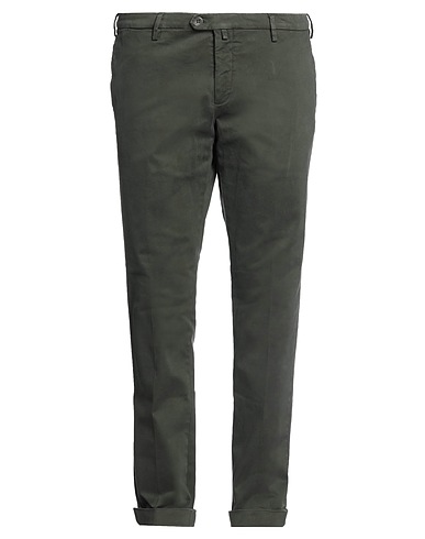 B SETTECENTO Casual pants Military green 97% Cotton, 3% Elastane
