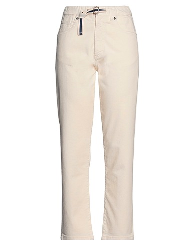 SEMICOUTURE Denim trousers Ivory 97% Cotton, 3% Elastane