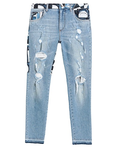 DOLCE&GABBANA Denim pants Blue 98% Cotton, 2% Elastane, Cow leather
