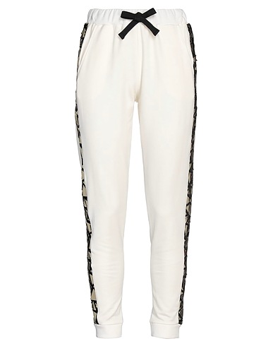 LE VOLIÈRE Casual trouser Ivory 95% Cotton, 5% Elastane