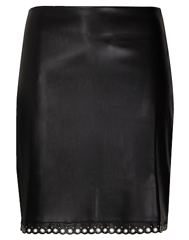 8 by YOOX Mini skirt MINI SKIRT WITH RIVETS Black 50% Polyester, 50% Polyurethane
