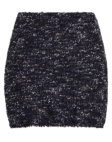 8 by YOOX Mini skirt TWEED MINI SKIRT WITH FRAYED HEM Midnight blue 36% Cotton, 33% Virgin Wool, 29% Polyamide, 2% Metallic fiber