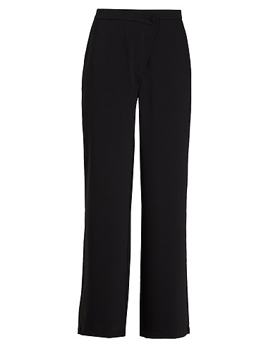8 by YOOX Casual pants WRAP WIDE LEG PANTS Black 100% Polyester