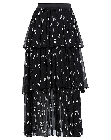 MAJE Midi skirt Black 100% Polyester, Viscose