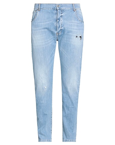 GREY DANIELE ALESSANDRINI Denim trousers Blue 98% Cotton, 2% Elastane