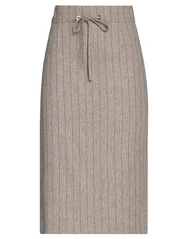 DIANA GALLESI Midi skirt Taupe 33% Polyester, 32% Synthetic fibers, 28% Wool, 6% Silk, 1% Elastane