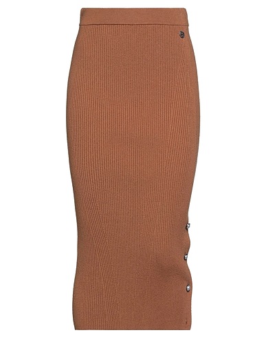 TWINSET Midi skirt Brown 42% Viscose, 25% Polyester, 15% Lyocell, 15% Acrylic, 3% Cashmere