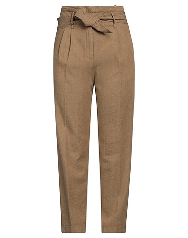 FORTE_FORTE Casual pants Camel 56% Linen, 37% Wool, 7% Polyamide