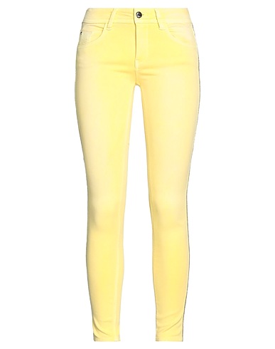 GAUDÌ Denim trousers Yellow 51% Cotton, 39% Viscose, 8% Polyester, 2% Elastane