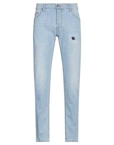 GREY DANIELE ALESSANDRINI Denim trousers Blue 98% Cotton, 2% Elastane