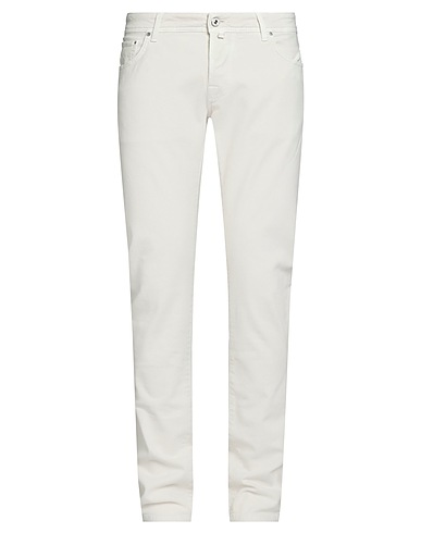 JACOB COHЁN Denim trousers Off white 97% Cotton, 3% Elastane, Polyester