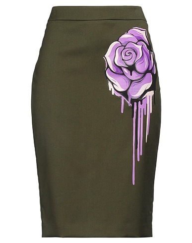 BOUTIQUE MOSCHINO Midi skirt Military green 65% Polyester, 33% Viscose, 2% Elastane