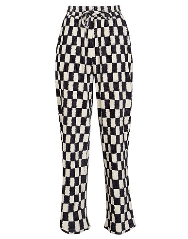 8 by YOOX Casual pants CHECKERBOARD PULL-ON PANTS
 Charcoal 100% Polyester