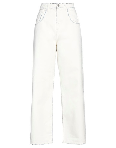 ICON DENIM Denim pants White 100% Cotton