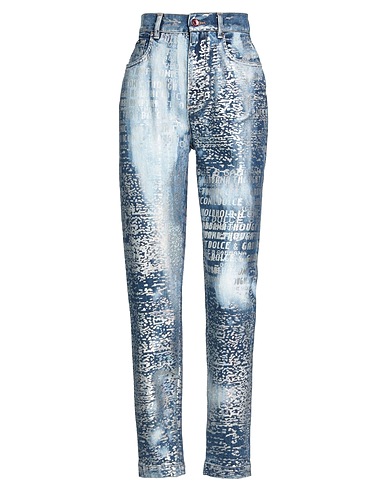 DOLCE&GABBANA Denim pants Blue 98% Cotton, 2% Elastane, Brass, Calfskin