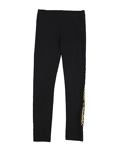 MOSCHINO TEEN Leggings Black 95% Cotton, 5% Elastane, Polyamide, Metallic fiber, Paper Yarn