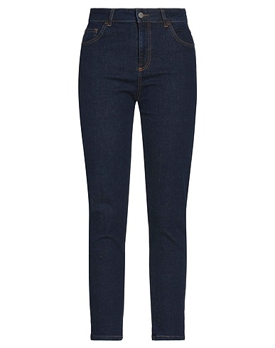 AU JOUR LE JOUR Denim pants Blue 90% Cotton, 8% Elastomultiester, 2% Elastane, PVC - Polyvinyl chloride