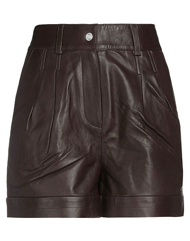 MAJE Leather trouser Dark brown 100% Lambskin