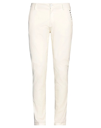 AGLINI Casual pants Ivory 98% Cotton, 2% Elastane