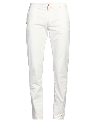 GREY DANIELE ALESSANDRINI Casual pants White 98% Cotton, 2% Elastane