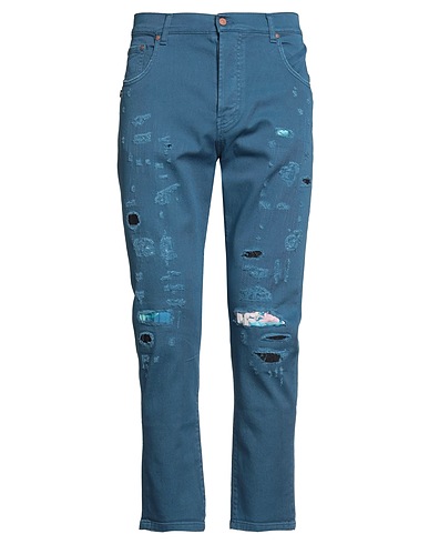 GREY DANIELE ALESSANDRINI Denim trousers Pastel blue 97% Cotton, 3% Elastane