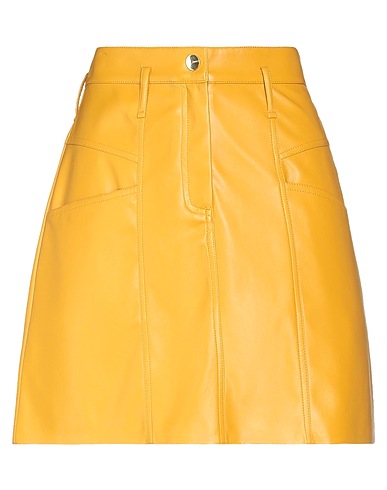 PINKO Minigonna Giallo ocra 100% Poliestere, Spalmato poliuretano