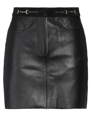 MAJE Mini skirt Black 100% Lambskin, Goat skin